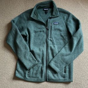 Patagonia Mens sz L EUC full zip jacket in green color side and chest pockets